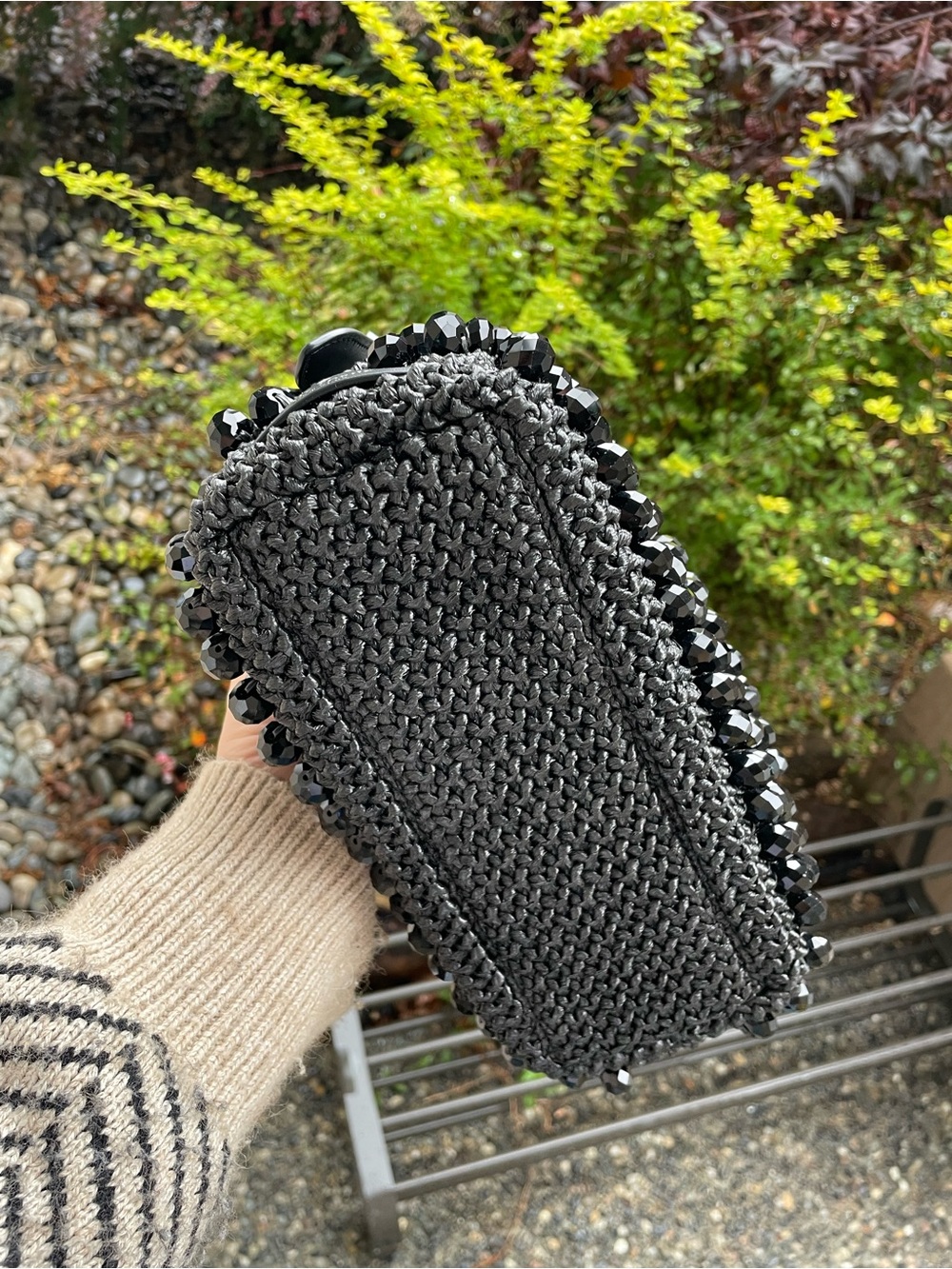 Black Beaded weave Shoulder Bag -Kate spade 454 Mini Crossbody Bag - Picture 5 of 6